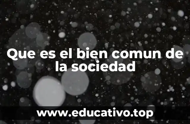 Que es el bien comun de la sociedad