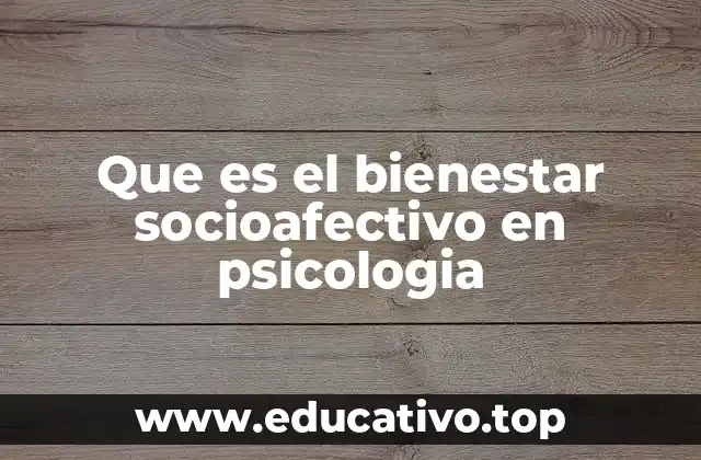 Que es el bienestar socioafectivo en psicologia