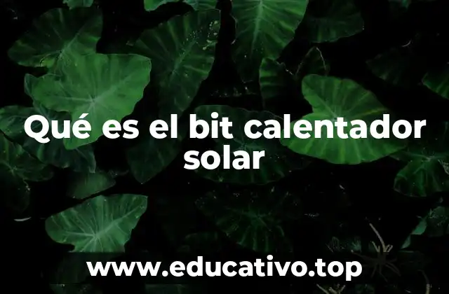 Qué es el bit calentador solar