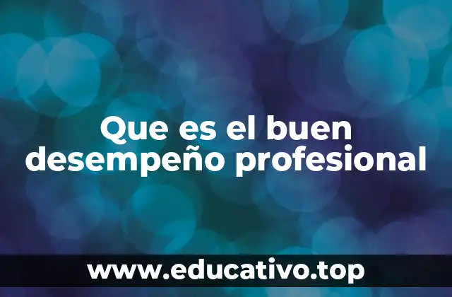 Que es el buen desempeño profesional