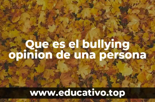 Que es el bullying opinion de una persona
