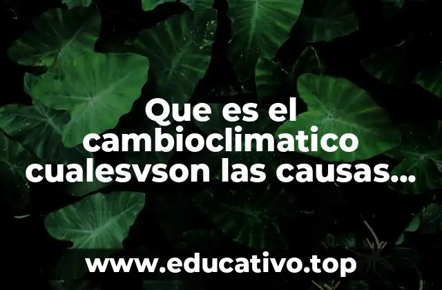 Que es el cambioclimatico cualesvson las causas ue lo provocan