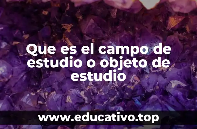 Que es el campo de estudio o objeto de estudio