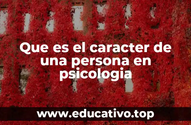 Que es el caracter de una persona en psicologia