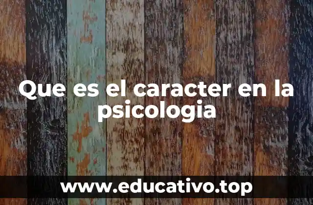 Que es el caracter en la psicologia