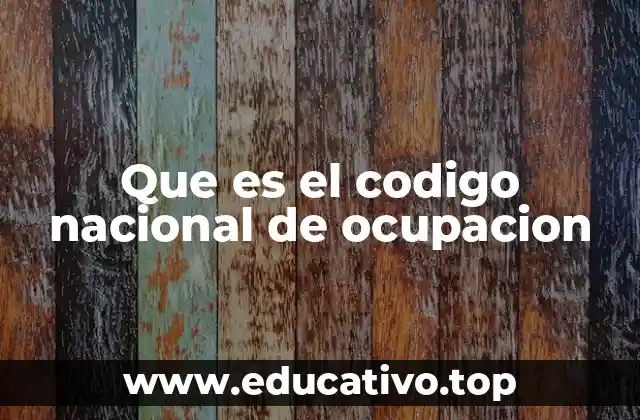 Que es el codigo nacional de ocupacion
