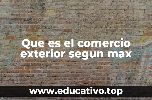 Que es el comercio exterior segun max
