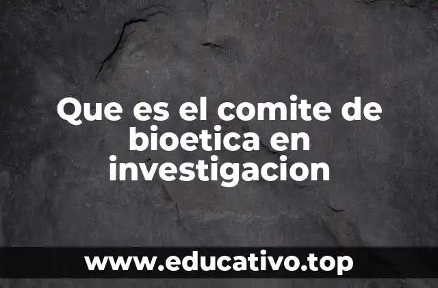 Que es el comite de bioetica en investigacion