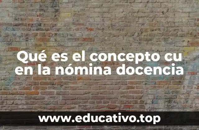 Qué es el concepto cu en la nómina docencia