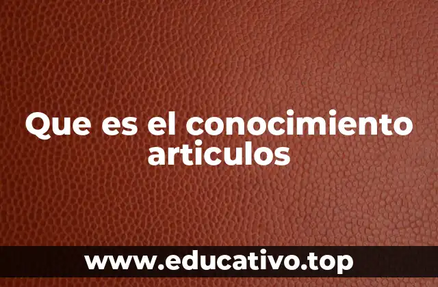 Que es el conocimiento articulos