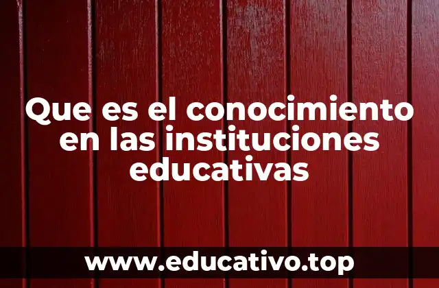 Que es el conocimiento en las instituciones educativas