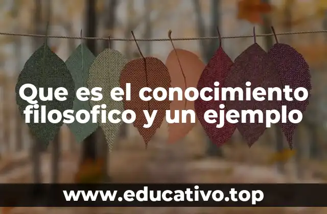 Que es el conocimiento filosofico y un ejemplo