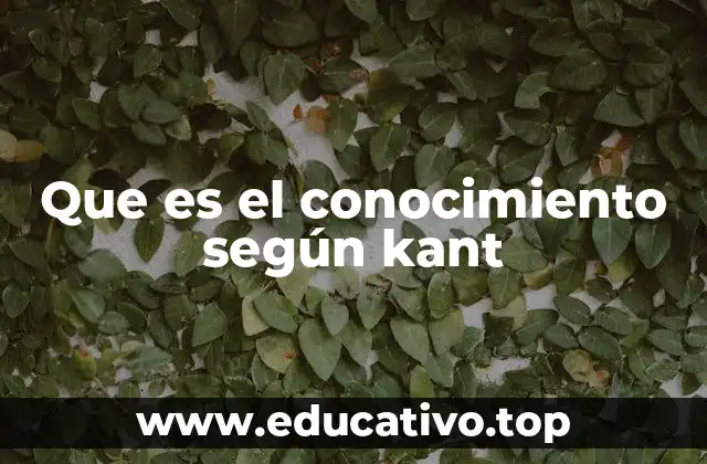 Que es el conocimiento según kant