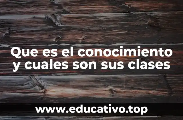 Que es el conocimiento y cuales son sus clases