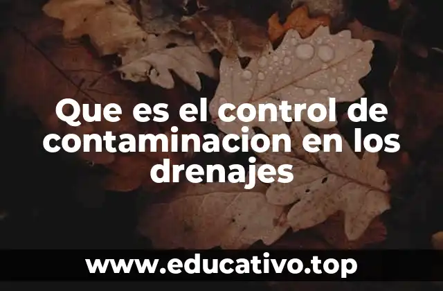 Que es el control de contaminacion en los drenajes