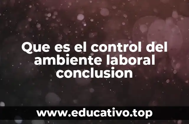 Que es el control del ambiente laboral conclusion