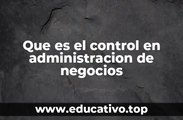 Que es el control en administracion de negocios
