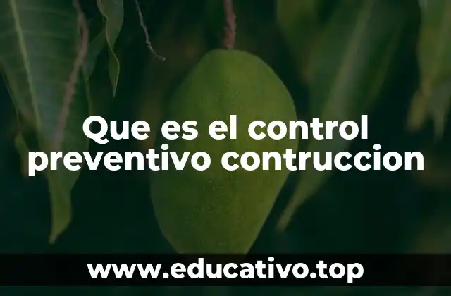 Que es el control preventivo contruccion
