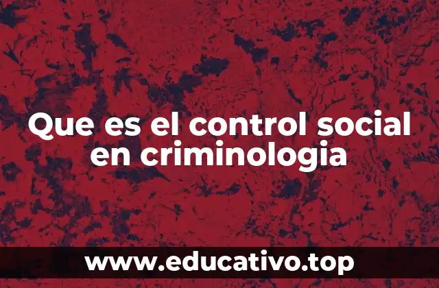 Que es el control social en criminologia