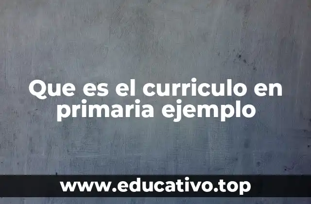 Que es el curriculo en primaria ejemplo