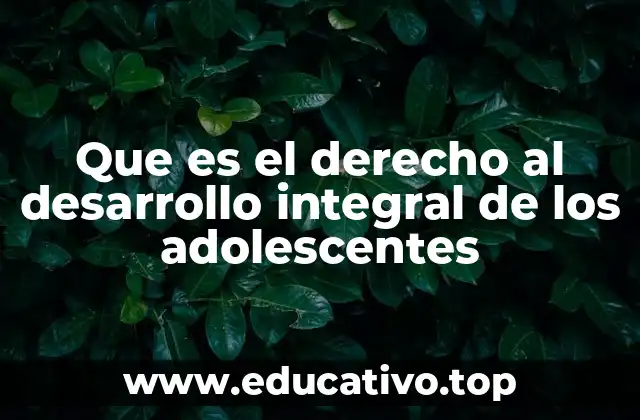 Que es el derecho al desarrollo integral de los adolescentes