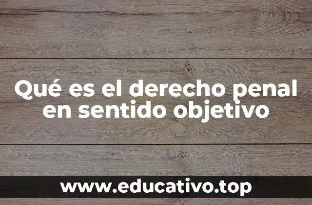 Qué es el derecho penal en sentido objetivo