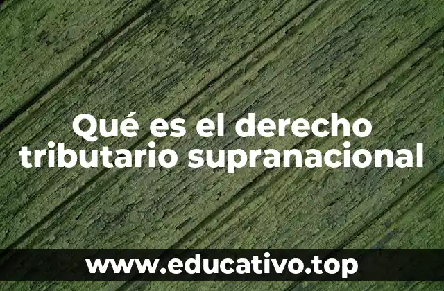 Qué es el derecho tributario supranacional