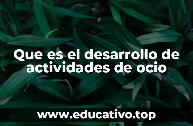 Que es el desarrollo de actividades de ocio