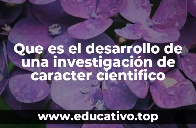 Que es el desarrollo de una investigación de caracter cientifico