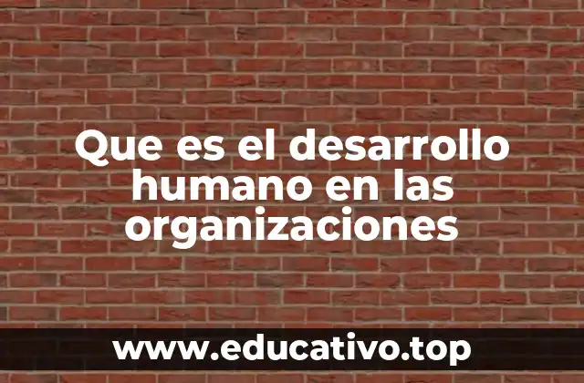 Que es el desarrollo humano en las organizaciones
