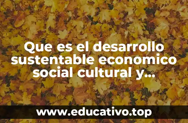 Que es el desarrollo sustentable economico social cultural y ambiental