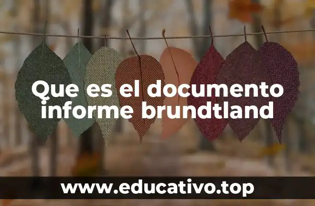 Que es el documento informe brundtland