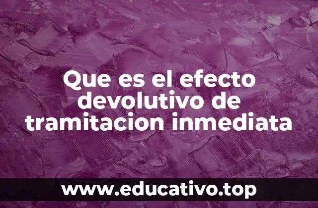 Que es el efecto devolutivo de tramitacion inmediata