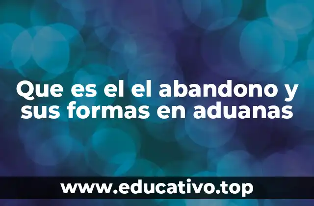 Que es el el abandono y sus formas en aduanas