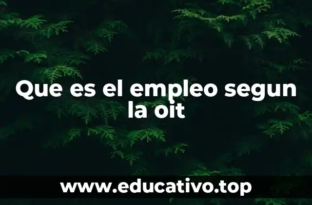 Que es el empleo segun la oit