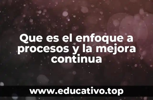 Que es el enfoque a procesos y la mejora continua