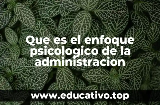 Que es el enfoque psicologico de la administracion
