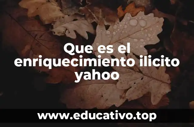 Que es el enriquecimiento ilicito yahoo