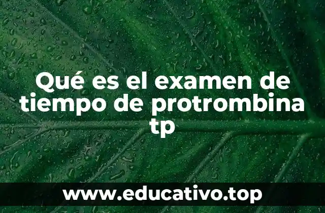 Qué es el examen de tiempo de protrombina tp