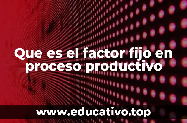 Que es el factor fijo en proceso productivo