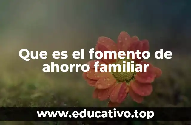 Que es el fomento de ahorro familiar