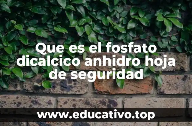 Que es el fosfato dicalcico anhidro hoja de seguridad