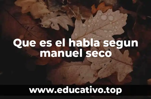 Que es el habla segun manuel seco