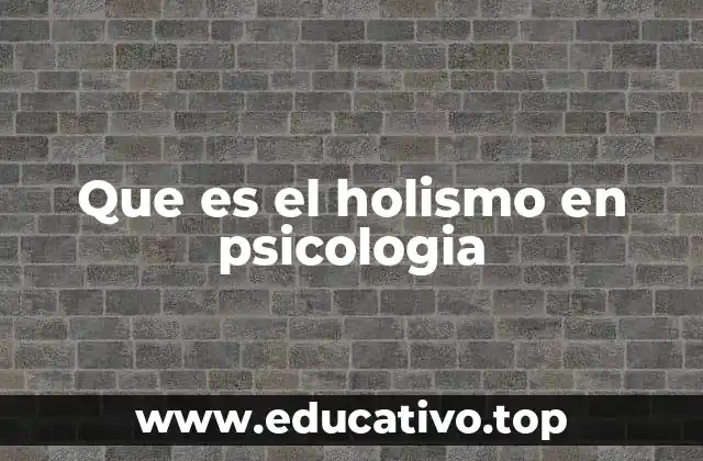Que es el holismo en psicologia