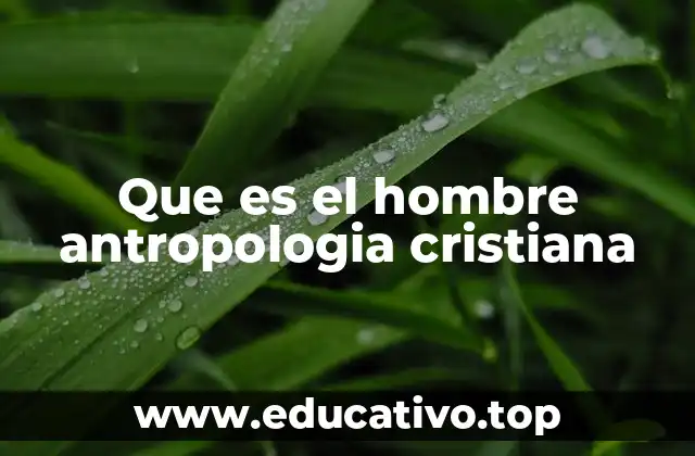 Que es el hombre antropologia cristiana