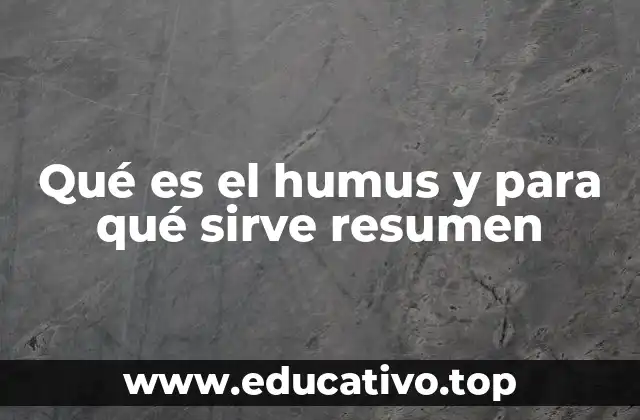 Qué es el humus y para qué sirve resumen