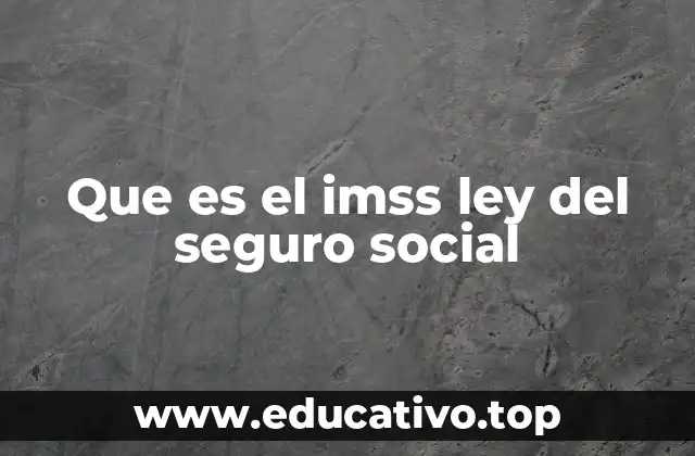 Que es el imss ley del seguro social