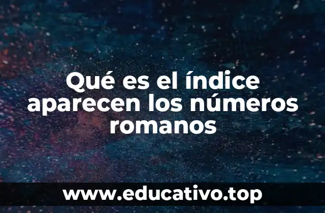 Qué es el índice aparecen los números romanos