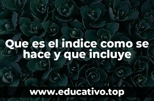 Que es el indice como se hace y que incluye