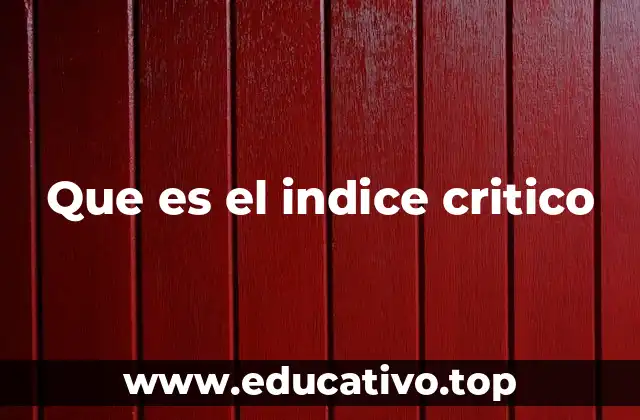 Que es el indice critico